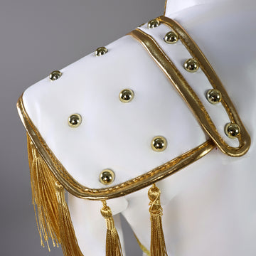 Kids Kpop Demon Hunters Mira Kids White Stage Dance Leather Outfit Halloween BEcostume